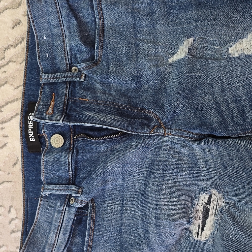 Express Distressed Blue Ankle Legging Mid Rise - Picture 2 of 4